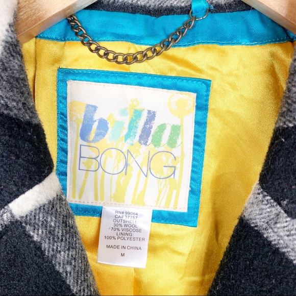 Billabong Gingham Plaid Wool Blend Midi Jacket EUC - Picture 7 of 9